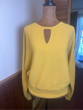 Express Yellow Keyhole Crewneck Sweater